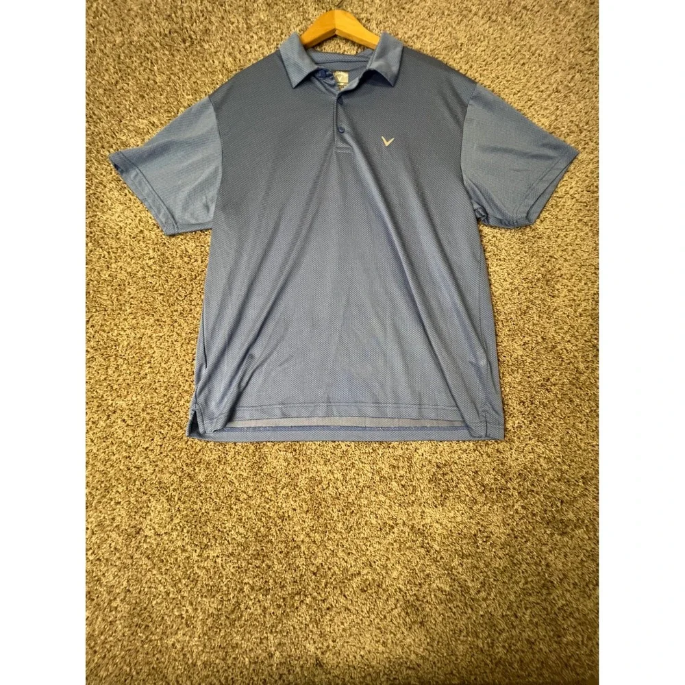 Adidas & Callaway Golf Polo Shirt Bundle Mens XL Blue White Opti-Dri Lot of 2